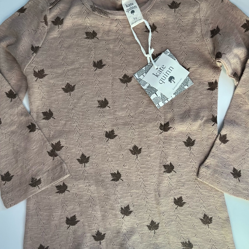 Kate Quinn Kids Leaf Patterned Tan Shirt